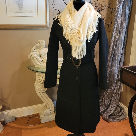 Bebe Knee Length Black Wool Pea Coat, in Size Extra Small.  H04 - Picture 2 of 16